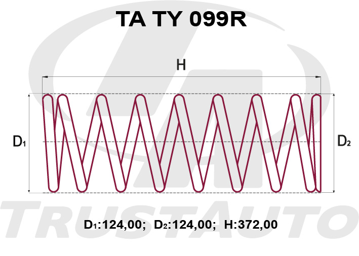 Пружина подвески усиленная (TA) MK II/ CHASER/CRESTA GX100 GX/JZX105 (96-) 48231-2A36048231-2A35048231-2A38048231-2A390 TRUSTAUTO TATY099R